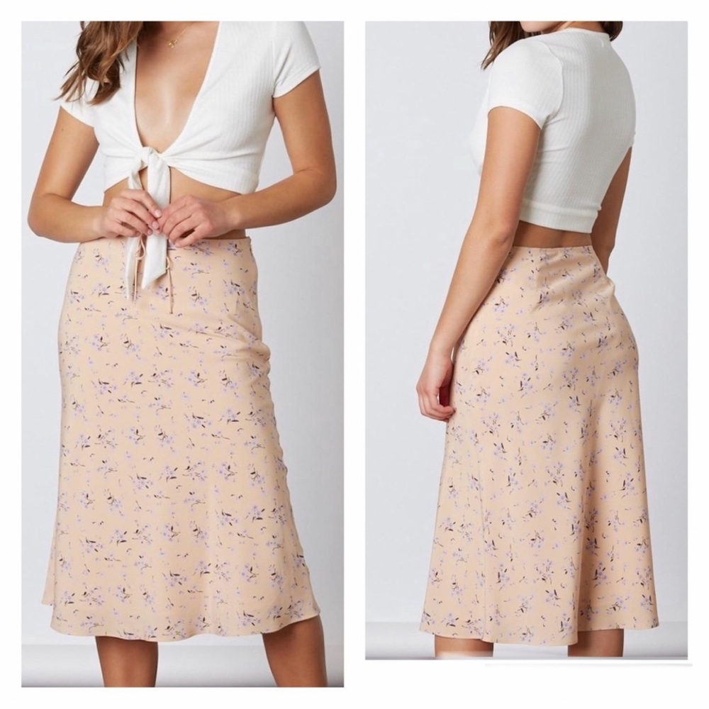 COTTON CANDY LA Petal Pink Floral Midi Coquette Festival Hippie Skirt Girly S